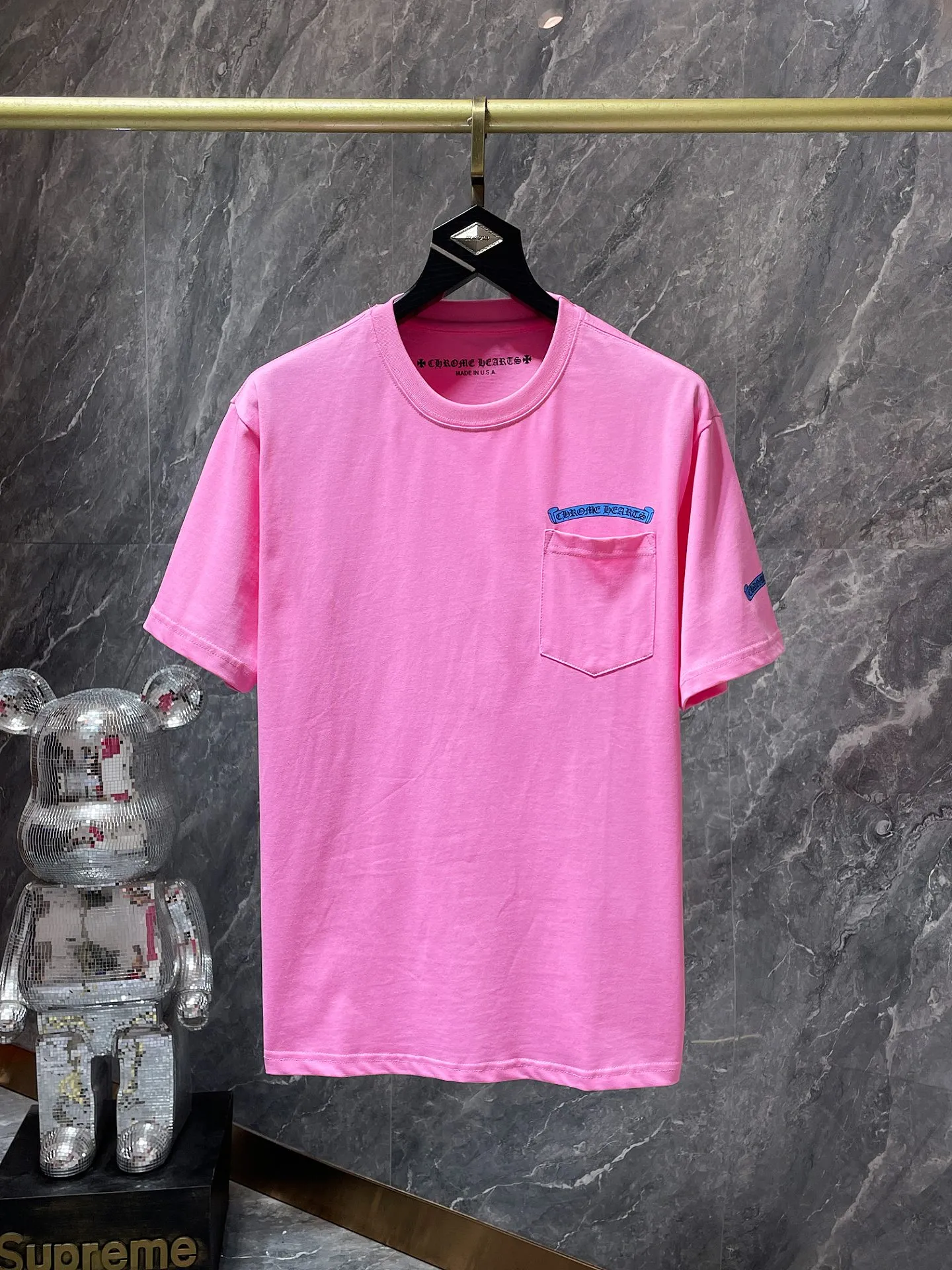 P130 ✨New✨ Chrome Hearts 25ss High weight, environmentally friendly and high-quality top-grade fabric Dopamine blue and pink scroll short sleeves Counter synchronization 1:1 replica version Recommended color: Customized blue Customized pink Size: S, M, L, XL